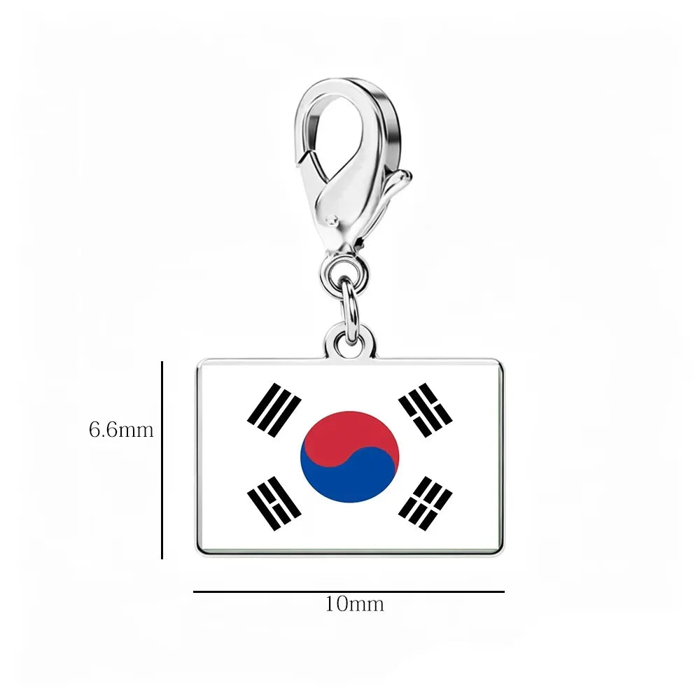 EUEAVAN 1pc Stainless Steel Country Flag Charm Bracelet with Figaro Chain Tiny Charms Hand Bracelet Travel Holiday Jewelry Gifts