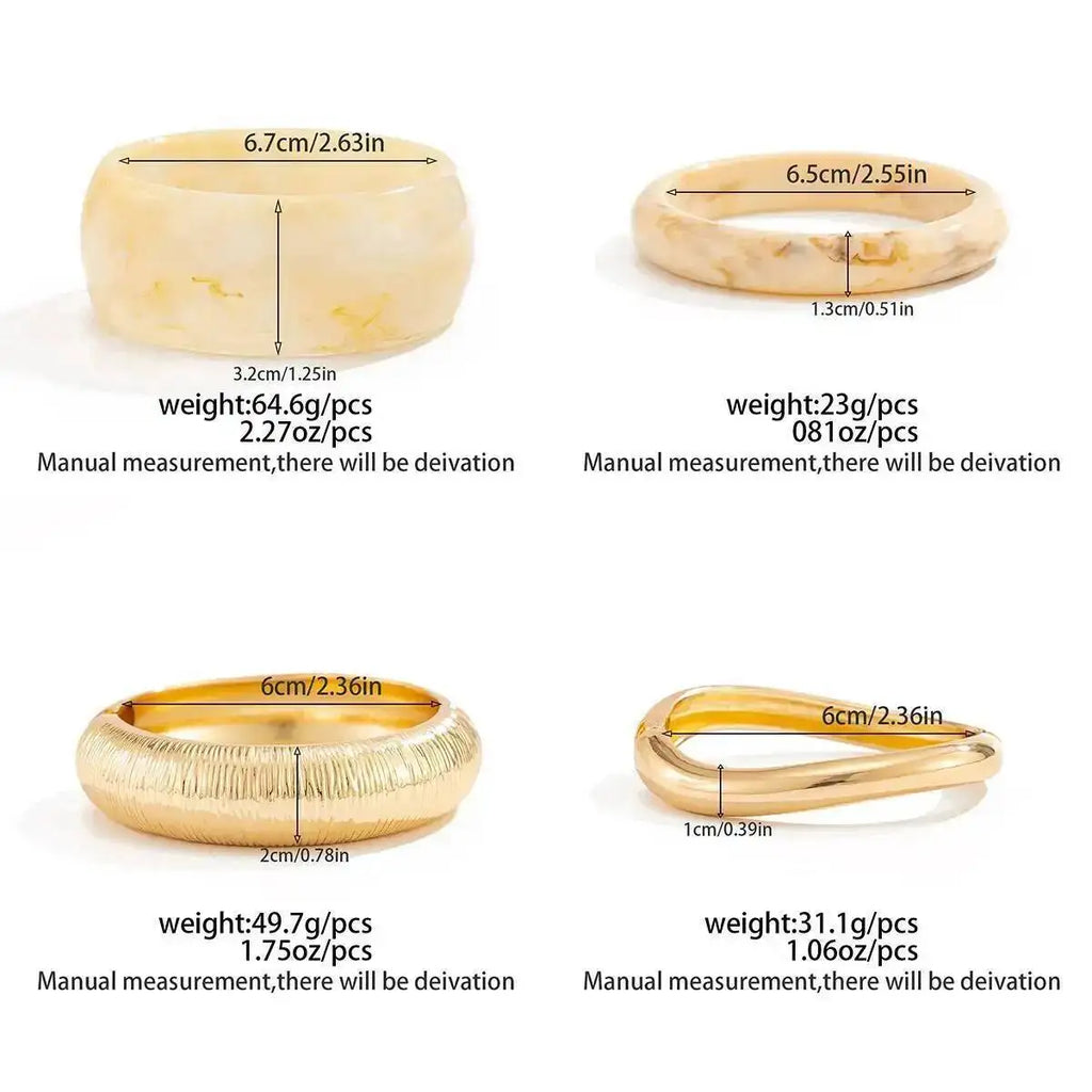IngeSight.Z 2025 Bohemian Stacking Resin Bangles Women Trendy Irregular Geometric Chunky Cuff Bracelet Charm Couple Jewelry Gift