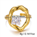 Abstract Winding Geometric Gold Ring for Women Waterproof Stainless Steel Liquid Metal Teardrop Zircon Ring Jewelry Gift