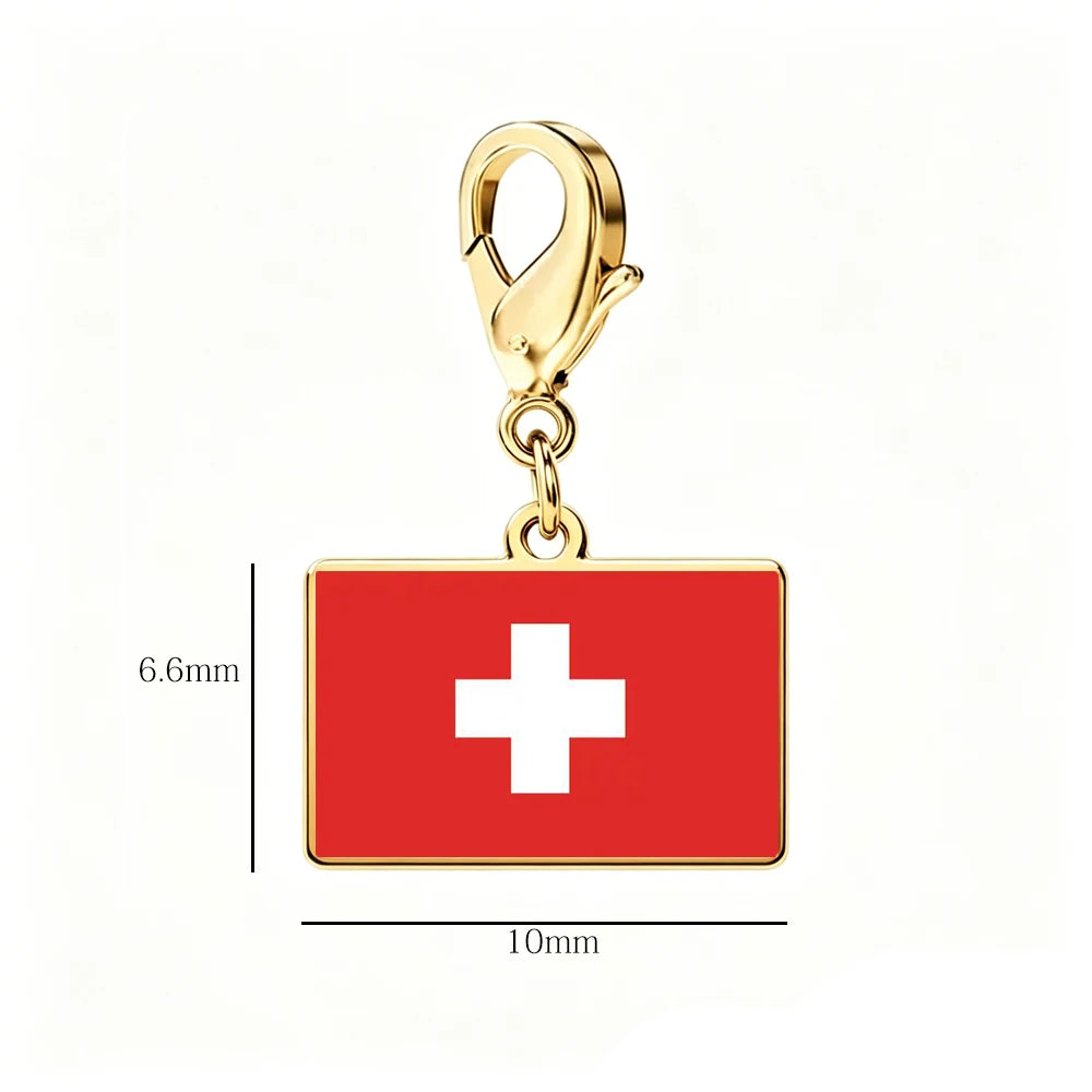 EUEAVAN 1pc Stainless Steel Country Flag Charm Bracelet with Figaro Chain Tiny Charms Hand Bracelet Travel Holiday Jewelry Gifts