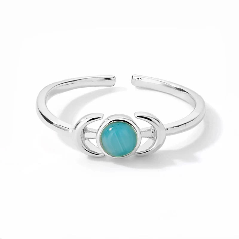 Stainless Steel Lotus Flower Ring for Women Gold Color Vintage Stone Opal Oval Flower Ring Fashion Aesthetic Jewelry Gift
