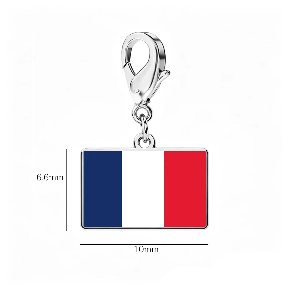 EUEAVAN 1pc Stainless Steel Country Flag Charm Bracelet with Figaro Chain Tiny Charms Hand Bracelet Travel Holiday Jewelry Gifts