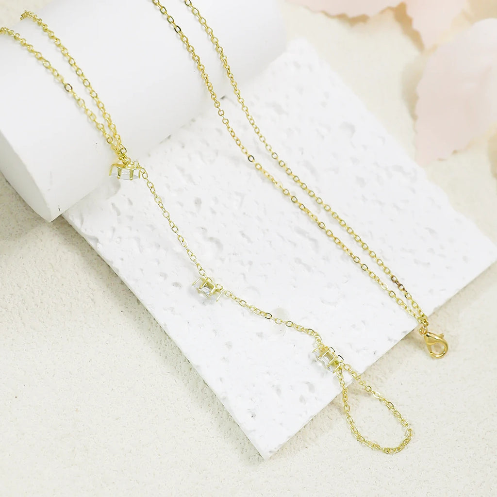 2pcs Elegant Sparkling Rhinestone Multi-Layer Stacked Finger Ring Bracelet Set, Suitable For Women's Daily Wear Jewelry Gifts