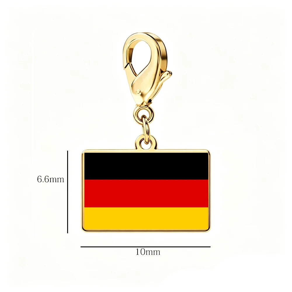 EUEAVAN 1pc Stainless Steel Country Flag Charm Bracelet with Figaro Chain Tiny Charms Hand Bracelet Travel Holiday Jewelry Gifts