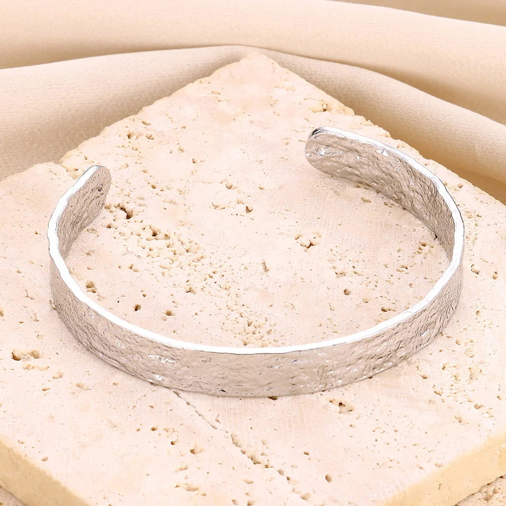 Vintage Irregular Bracelet For Women Stainless Steel Gold Color Open Cuff Bangles Exquisite Luxury Jewelry Gift pulseras bijoux