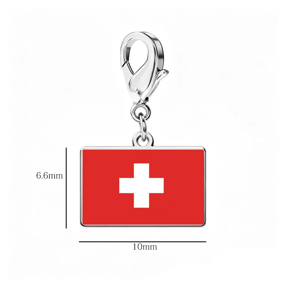 EUEAVAN 1pc Stainless Steel Country Flag Charm Bracelet with Figaro Chain Tiny Charms Hand Bracelet Travel Holiday Jewelry Gifts