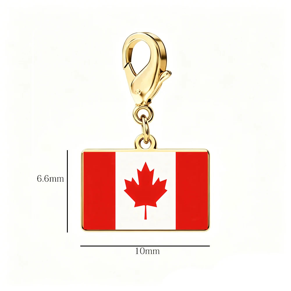 EUEAVAN 1pc Stainless Steel Country Flag Charm Bracelet with Figaro Chain Tiny Charms Hand Bracelet Travel Holiday Jewelry Gifts
