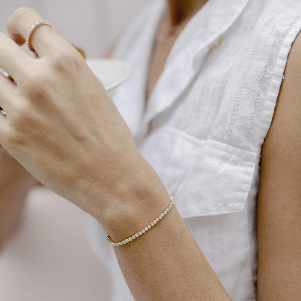 14K Gold Plated Cubic Zirconia Classic Tennis Bracelet for Women | Adjustable Slider| Gift For Women Trendy Bracelet for Women