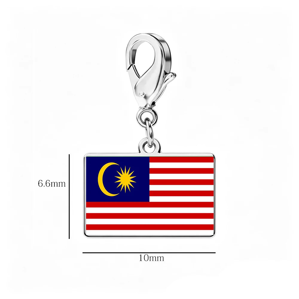 EUEAVAN 1pc Stainless Steel Country Flag Charm Bracelet with Figaro Chain Tiny Charms Hand Bracelet Travel Holiday Jewelry Gifts