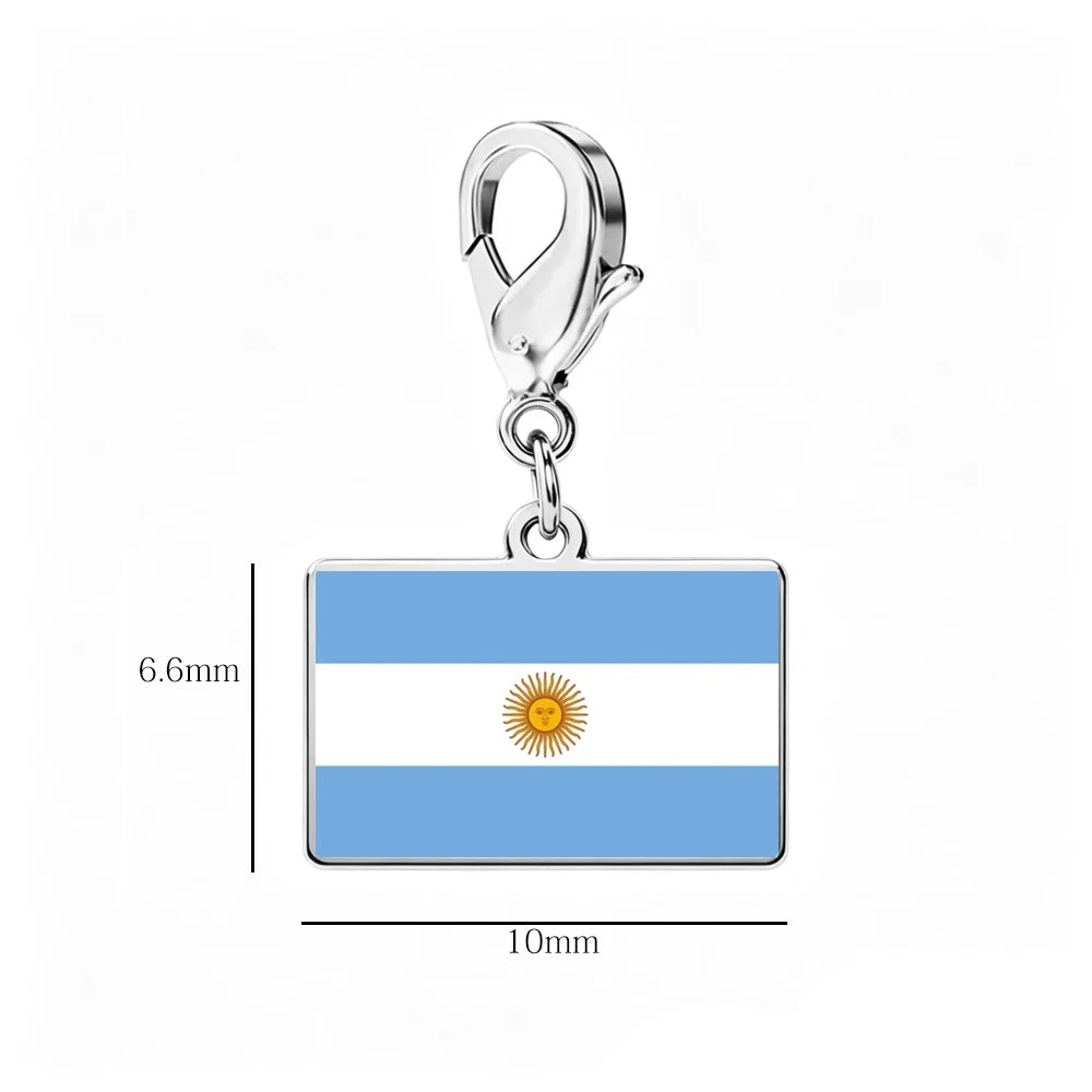 EUEAVAN 1pc Stainless Steel Country Flag Charm Bracelet with Figaro Chain Tiny Charms Hand Bracelet Travel Holiday Jewelry Gifts