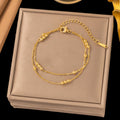 Gold Plated Bracelets Small Round Beads Bracelet, Retro Double Layer Bracelet, Stainless Steel Jewelry for Women Birthday Gift