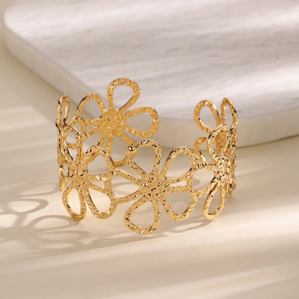 316L Stainless Steel Shell Starfish Bangles for Women Fashion Gold Silver Color Cuff Bangle Bracelet Femme Aesthetic Jewelry