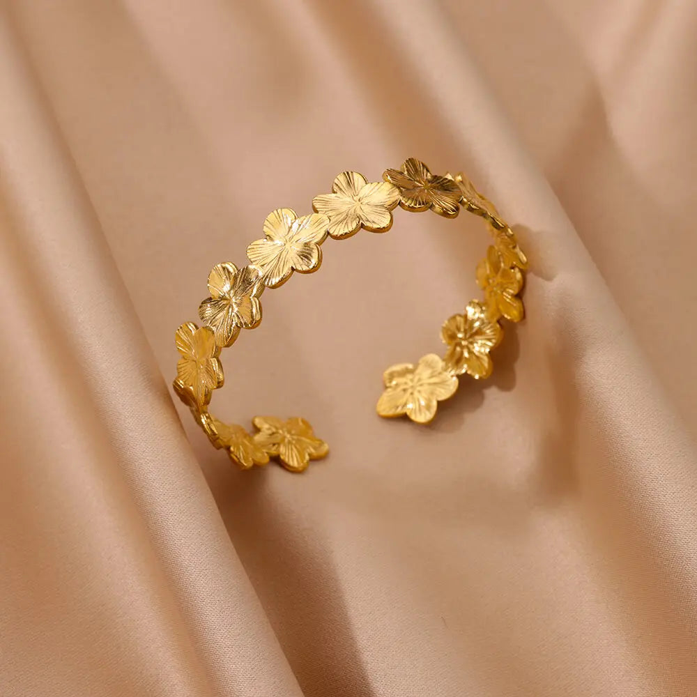 316L Stainless Steel Shell Starfish Bangles for Women Fashion Gold Silver Color Cuff Bangle Bracelet Femme Aesthetic Jewelry
