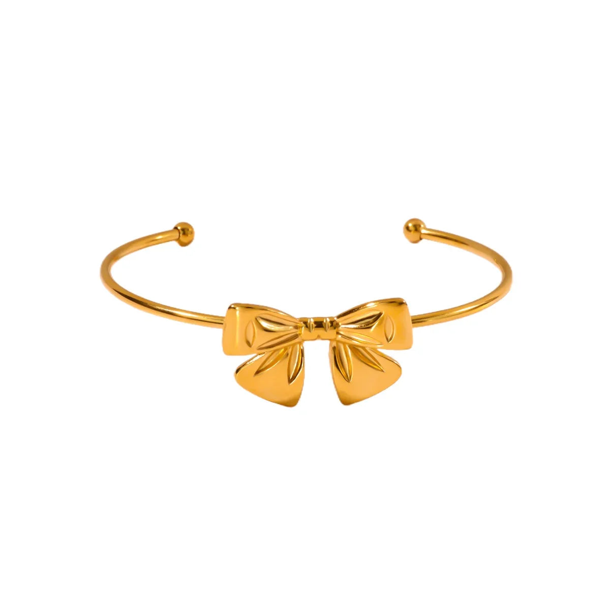 Trendy Bow Tie Cuff Open Bracelet For Women Girls Stainless Steel High Quality Pulseras Gold Color Bangle Jewelry Best Gift