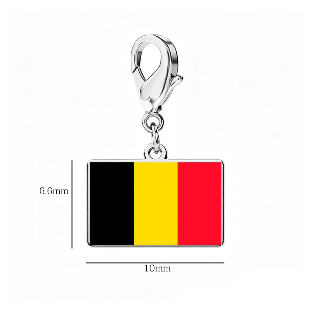 EUEAVAN 1pc Stainless Steel Country Flag Charm Bracelet with Figaro Chain Tiny Charms Hand Bracelet Travel Holiday Jewelry Gifts