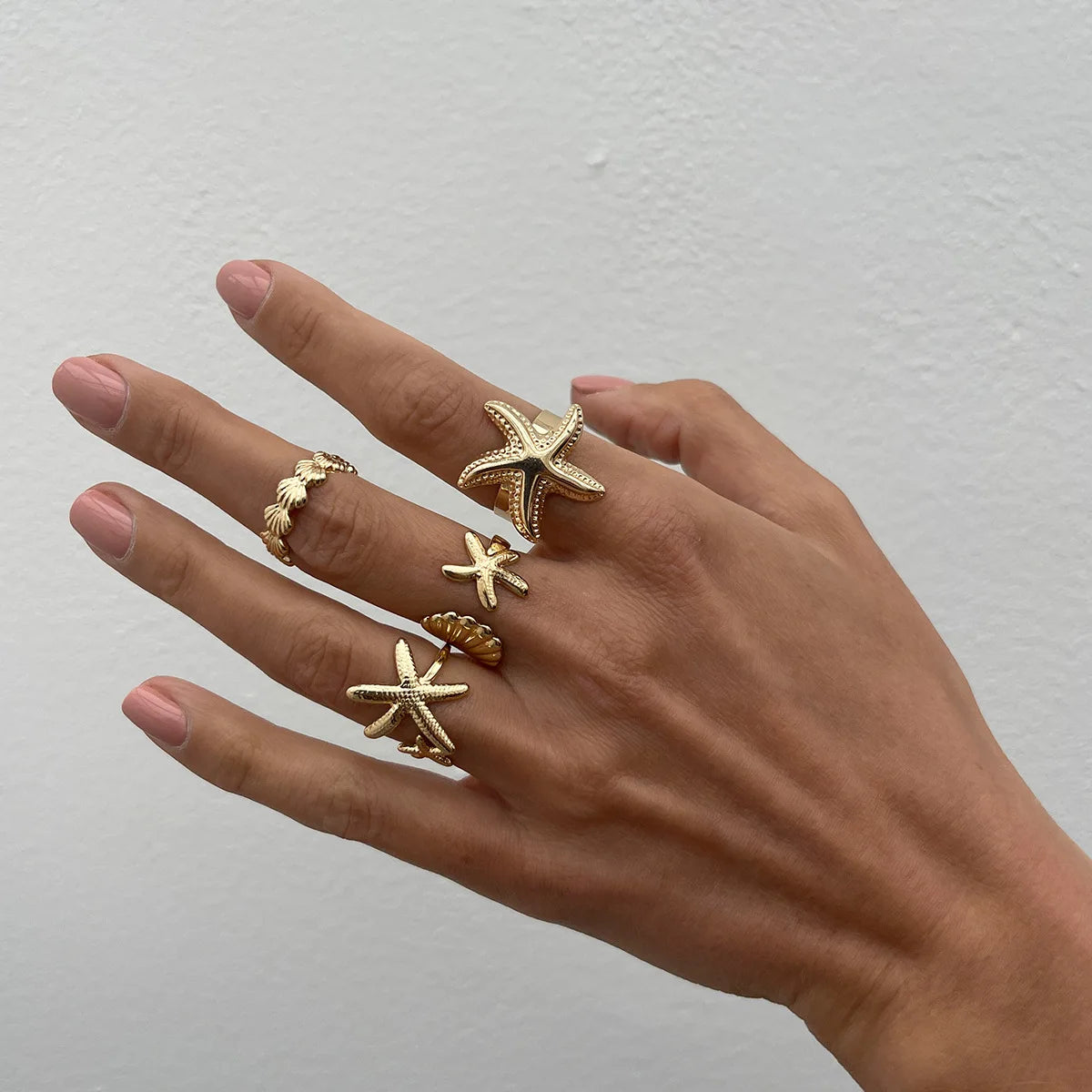 11Pcs/Set Fashion Gold Color Pearl Geometric Open Rings for Women Exaggerated Metal Irregular Adjustable Ring Set Jewelry Gifts