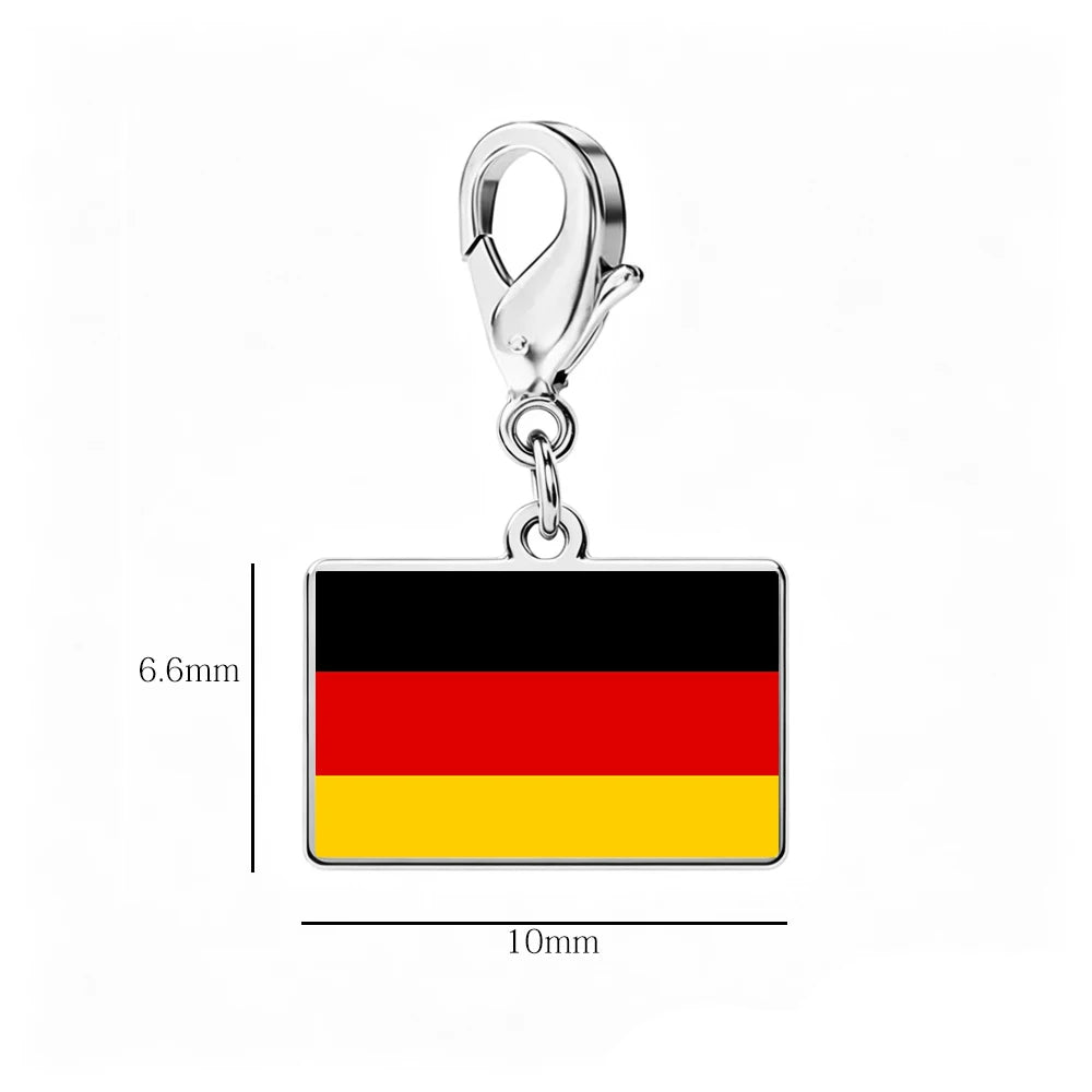 EUEAVAN 1pc Stainless Steel Country Flag Charm Bracelet with Figaro Chain Tiny Charms Hand Bracelet Travel Holiday Jewelry Gifts