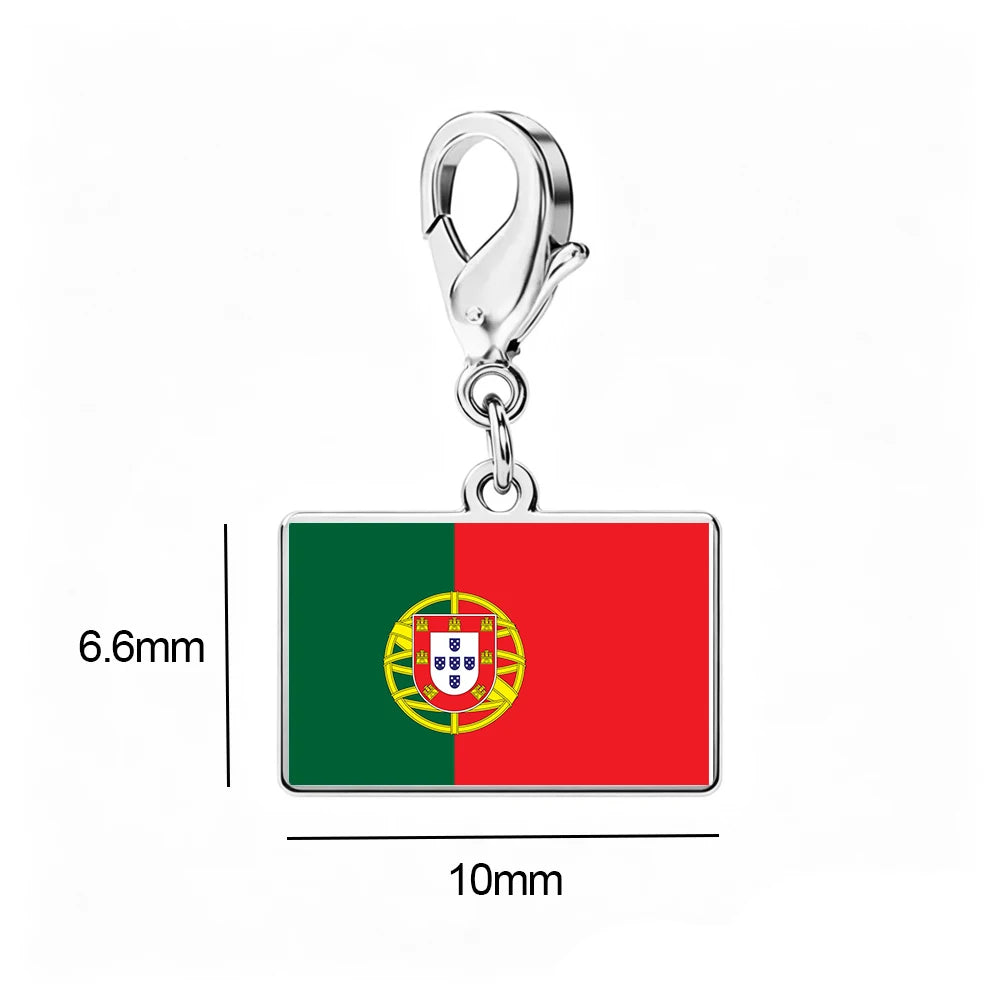 EUEAVAN 1pc Stainless Steel Country Flag Charm Bracelet with Figaro Chain Tiny Charms Hand Bracelet Travel Holiday Jewelry Gifts