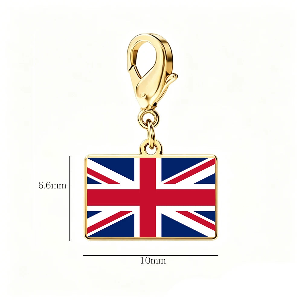 EUEAVAN 1pc Stainless Steel Country Flag Charm Bracelet with Figaro Chain Tiny Charms Hand Bracelet Travel Holiday Jewelry Gifts
