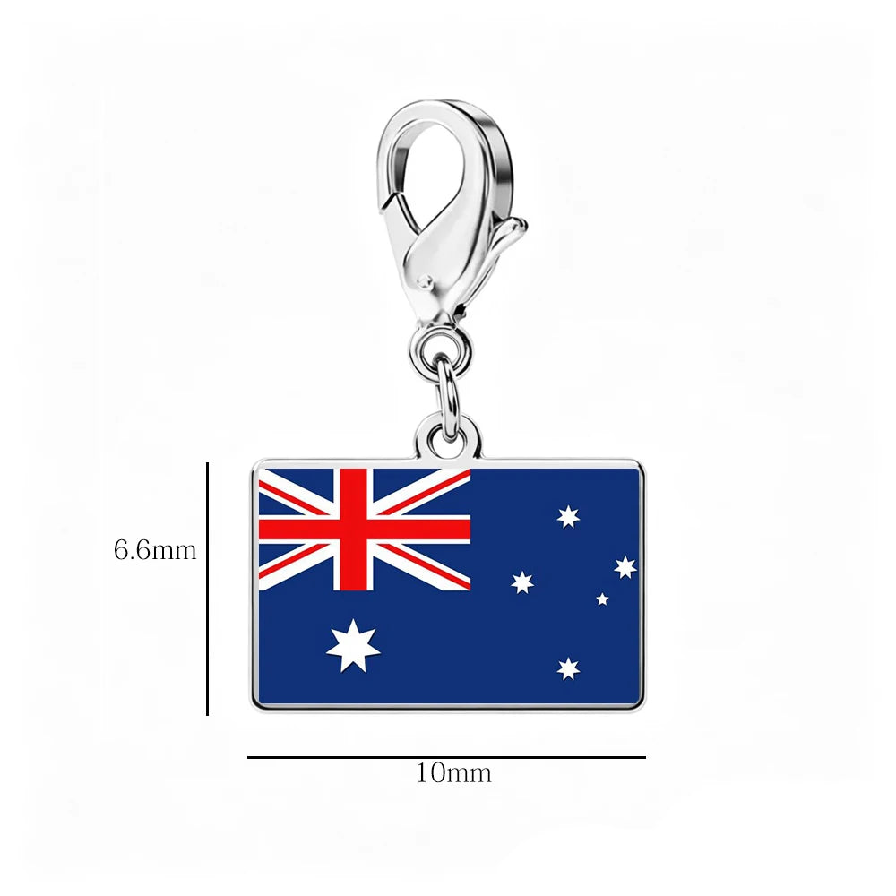EUEAVAN 1pc Stainless Steel Country Flag Charm Bracelet with Figaro Chain Tiny Charms Hand Bracelet Travel Holiday Jewelry Gifts