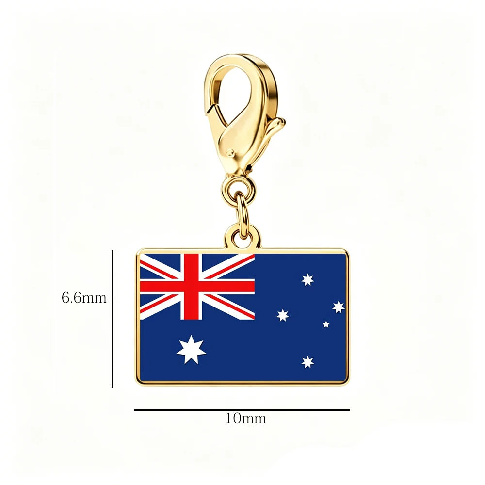 EUEAVAN 1pc Stainless Steel Country Flag Charm Bracelet with Figaro Chain Tiny Charms Hand Bracelet Travel Holiday Jewelry Gifts
