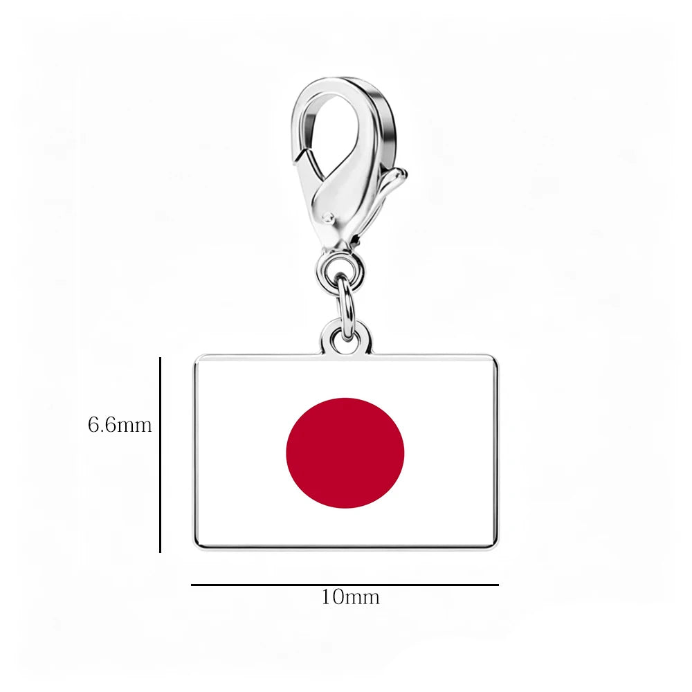 EUEAVAN 1pc Stainless Steel Country Flag Charm Bracelet with Figaro Chain Tiny Charms Hand Bracelet Travel Holiday Jewelry Gifts