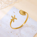 2025 Exaggerated Metal Shell Starfish Bracelet for Women Fashion Gold Color Stainless Steel Cuff Bangle Beach Party Jewelry