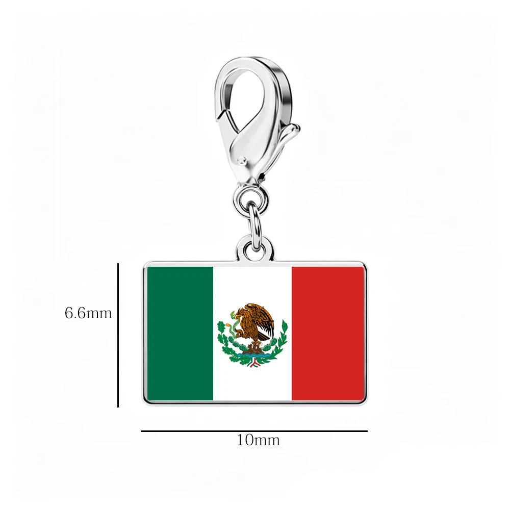 EUEAVAN 1pc Stainless Steel Country Flag Charm Bracelet with Figaro Chain Tiny Charms Hand Bracelet Travel Holiday Jewelry Gifts