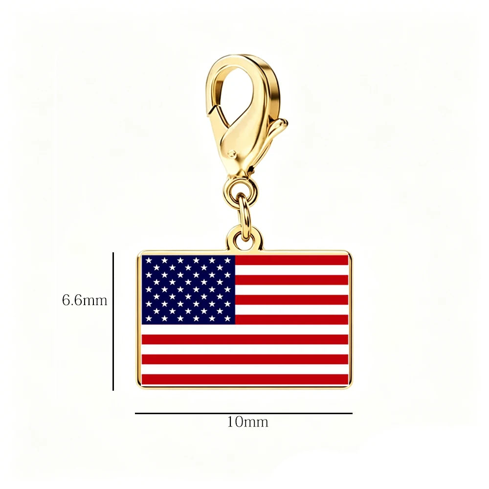 EUEAVAN 1pc Stainless Steel Country Flag Charm Bracelet with Figaro Chain Tiny Charms Hand Bracelet Travel Holiday Jewelry Gifts