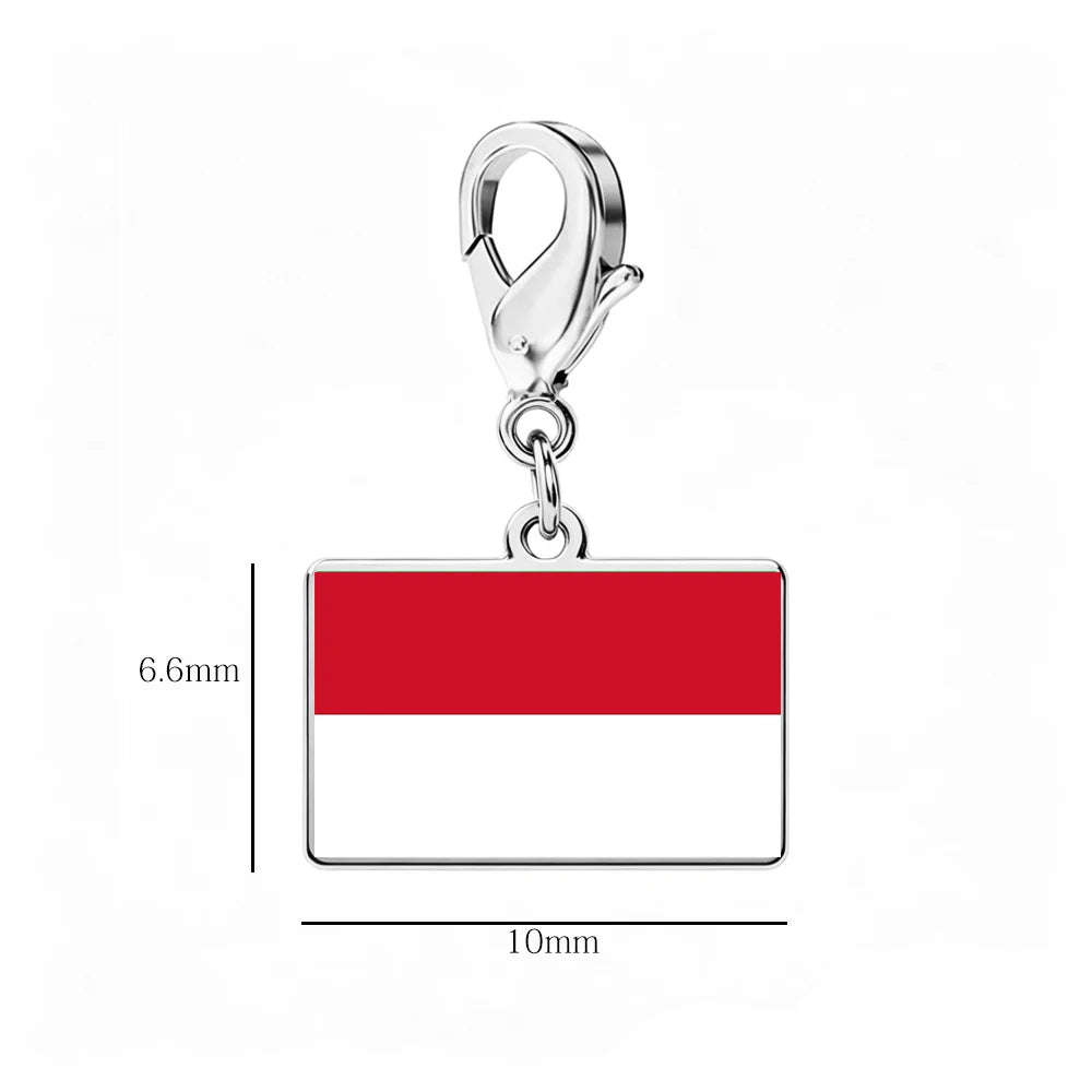 EUEAVAN 1pc Stainless Steel Country Flag Charm Bracelet with Figaro Chain Tiny Charms Hand Bracelet Travel Holiday Jewelry Gifts