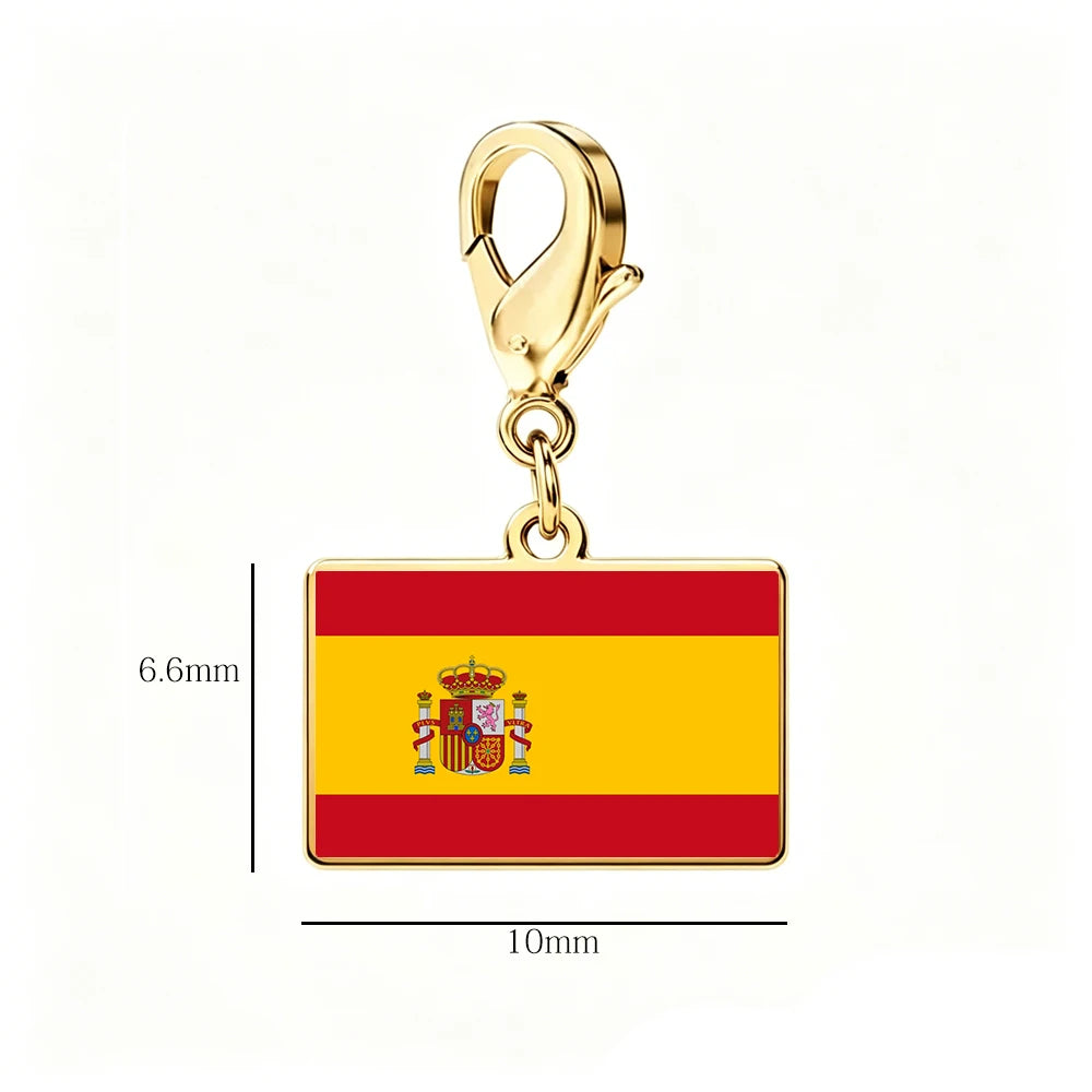 EUEAVAN 1pc Stainless Steel Country Flag Charm Bracelet with Figaro Chain Tiny Charms Hand Bracelet Travel Holiday Jewelry Gifts