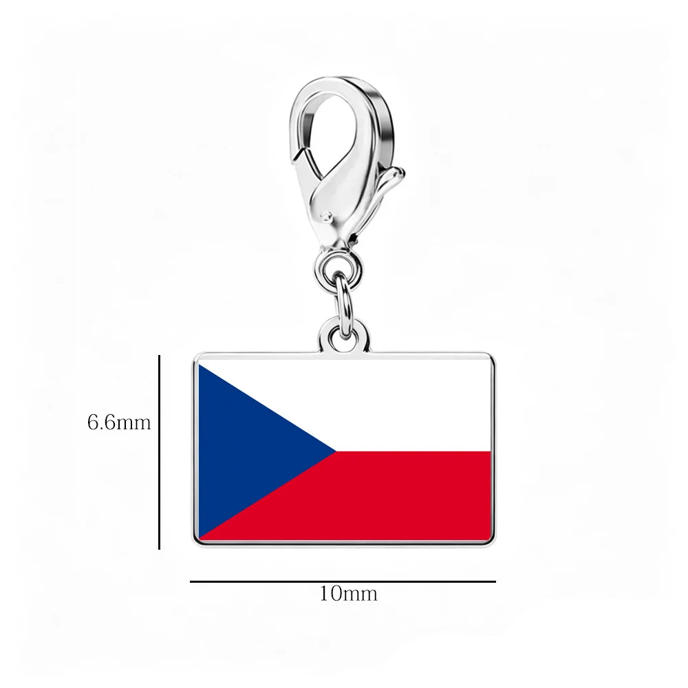 EUEAVAN 1pc Stainless Steel Country Flag Charm Bracelet with Figaro Chain Tiny Charms Hand Bracelet Travel Holiday Jewelry Gifts