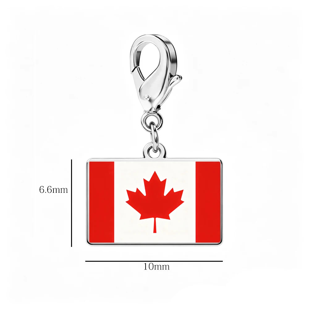 EUEAVAN 1pc Stainless Steel Country Flag Charm Bracelet with Figaro Chain Tiny Charms Hand Bracelet Travel Holiday Jewelry Gifts
