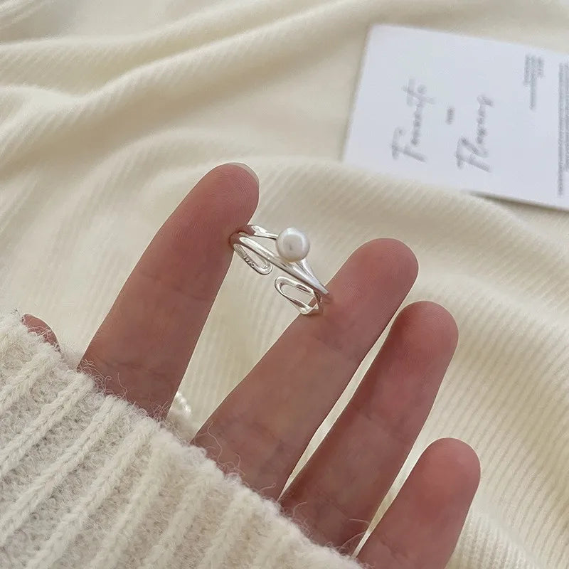 Aura pearl  sterling silver rings