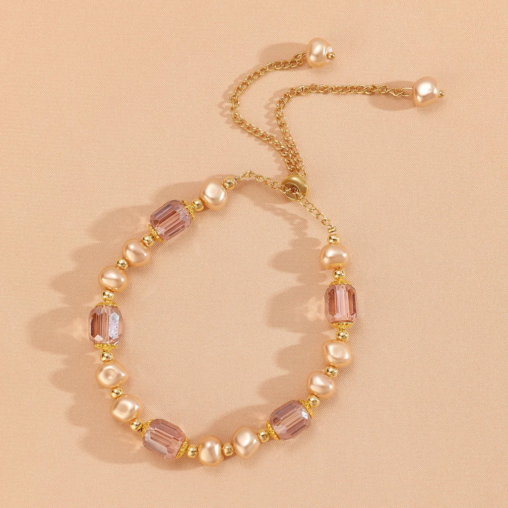 Fashion Double Layered Crystal Pearl Splicing Beaded Bracelets for Women Ethnic Crystal Beads Wrap Bracelet Bangle Jewelry Gifts