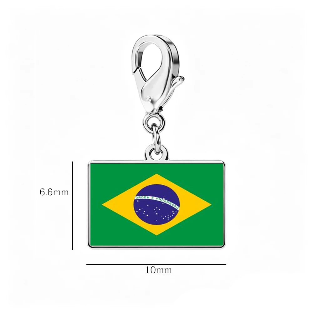 EUEAVAN 1pc Stainless Steel Country Flag Charm Bracelet with Figaro Chain Tiny Charms Hand Bracelet Travel Holiday Jewelry Gifts
