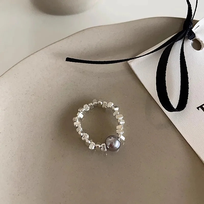 Aura pearl  sterling silver rings