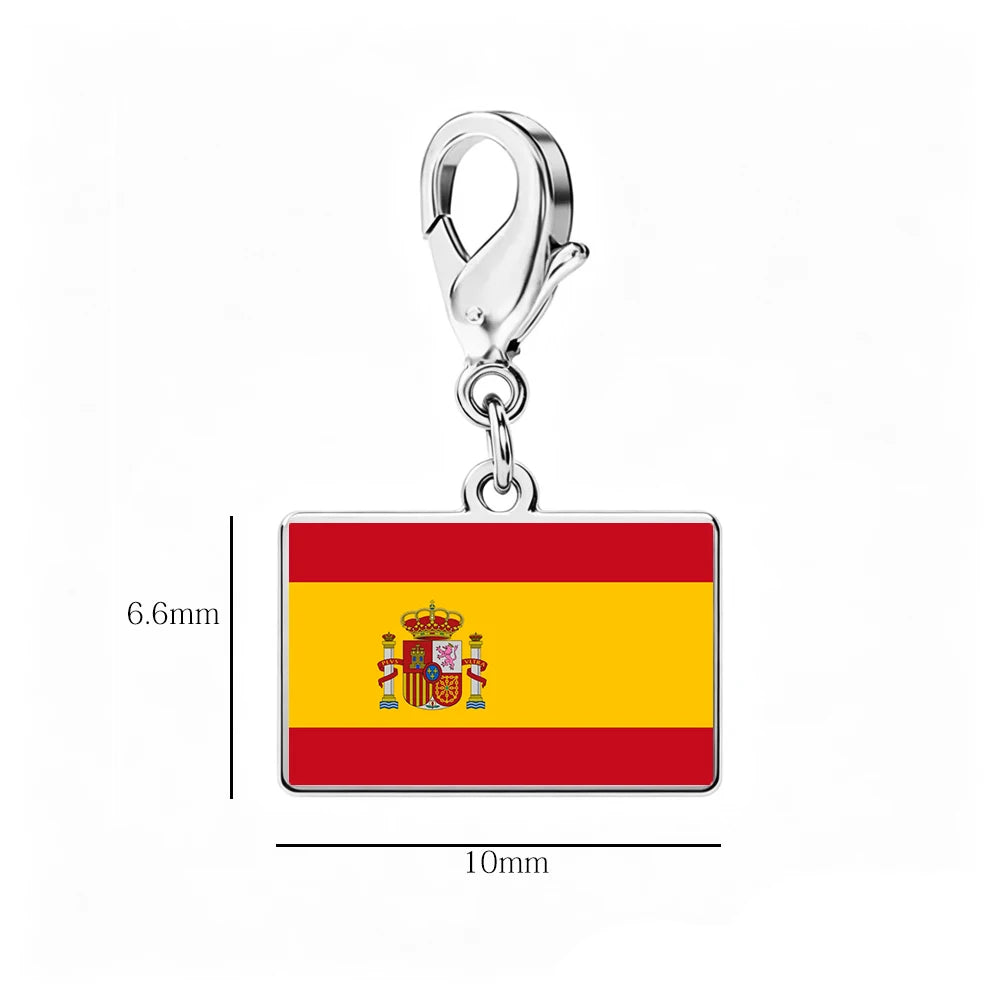 EUEAVAN 1pc Stainless Steel Country Flag Charm Bracelet with Figaro Chain Tiny Charms Hand Bracelet Travel Holiday Jewelry Gifts