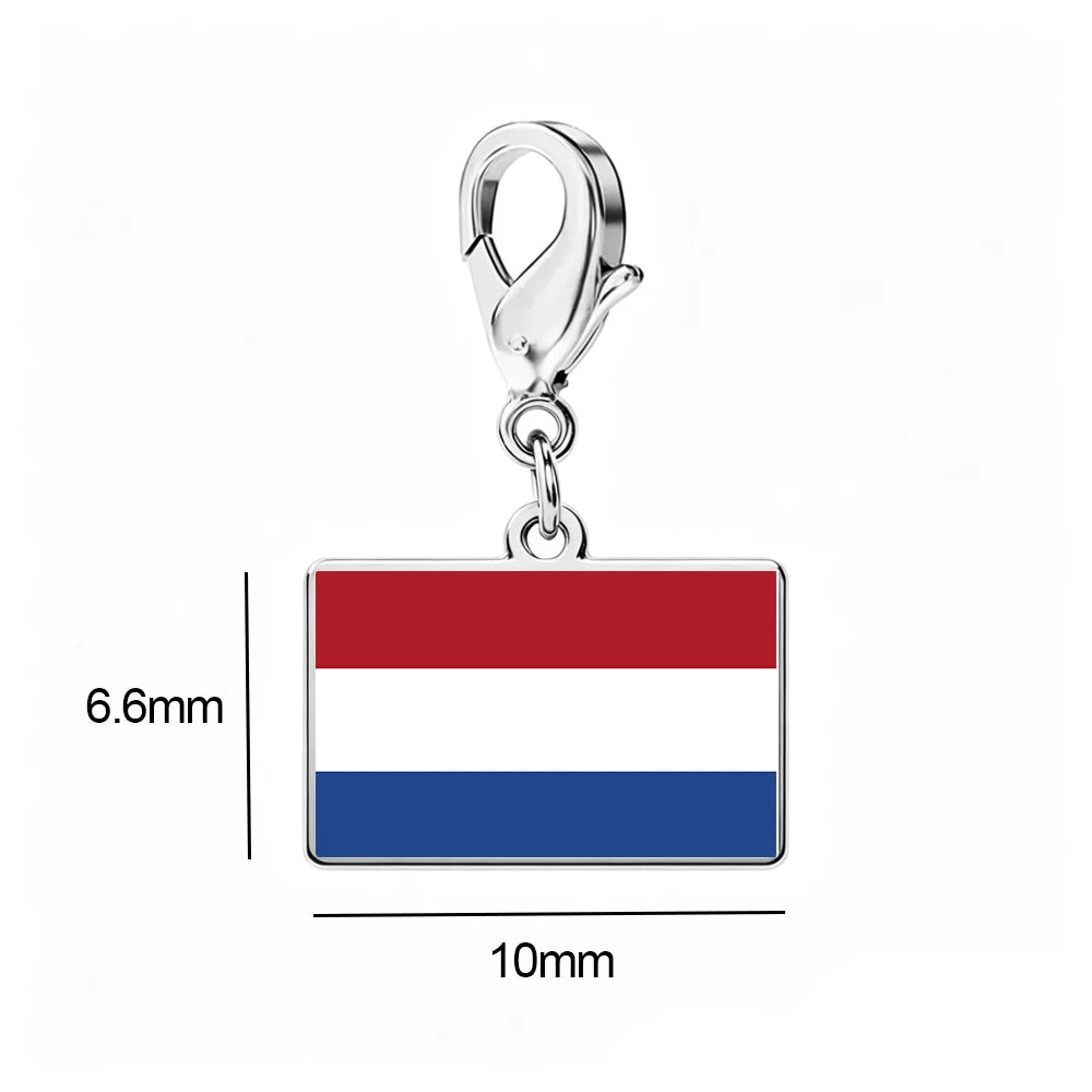 EUEAVAN 1pc Stainless Steel Country Flag Charm Bracelet with Figaro Chain Tiny Charms Hand Bracelet Travel Holiday Jewelry Gifts