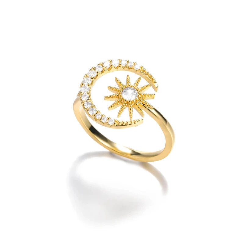 Stainless Steel Lotus Flower Ring for Women Gold Color Vintage Stone Opal Oval Flower Ring Fashion Aesthetic Jewelry Gift