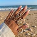 Summer Bohemian Star Shell Nautilus Ring Set Women's Layered Fashion Personality Combination Finger Ring Hand Accessory Gift