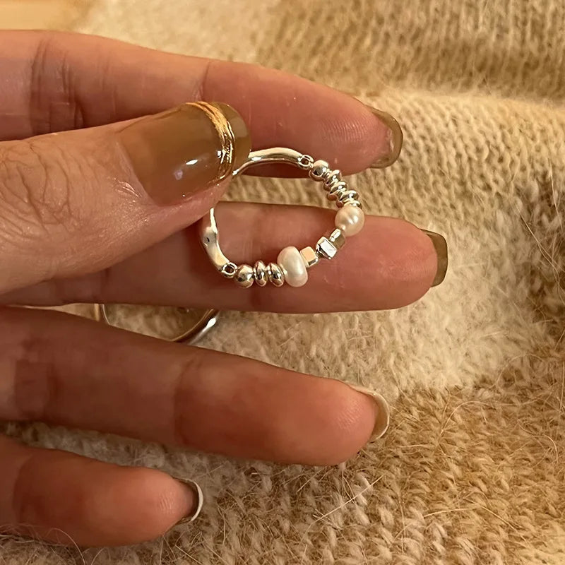 Aura pearl  sterling silver rings