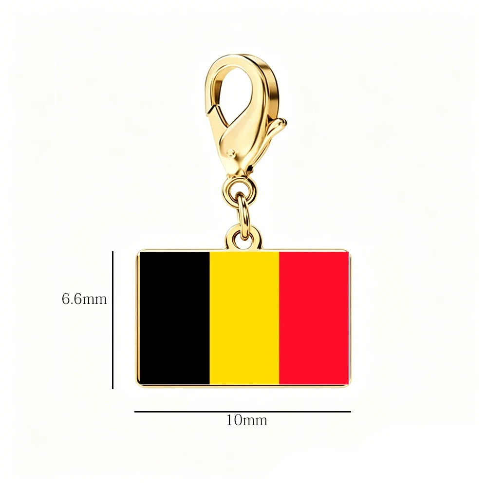 EUEAVAN 1pc Stainless Steel Country Flag Charm Bracelet with Figaro Chain Tiny Charms Hand Bracelet Travel Holiday Jewelry Gifts