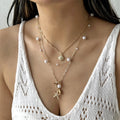 Bohemian Starfish Shell Pendant Necklace For Women Trendy Summer Beach Pearl Chain OT Buckle Choker Travel Party Jewelry