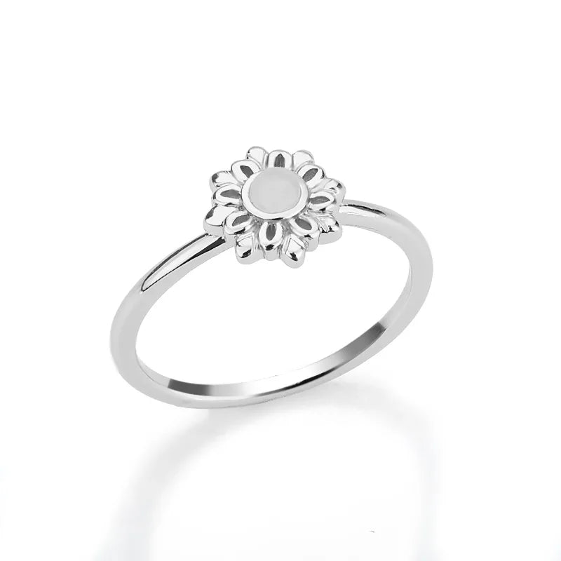 Stainless Steel Lotus Flower Ring for Women Gold Color Vintage Stone Opal Oval Flower Ring Fashion Aesthetic Jewelry Gift