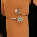 Simple Alloy Arm Cuff Sun Turquoise Cuff Bangle for Women Wrist Accessory Twist Line Wide Open Arm Cuff Women